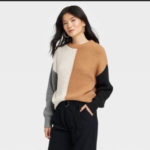 Women’s a New Day Crewneck Pullover Sweater Neutrals, Size M